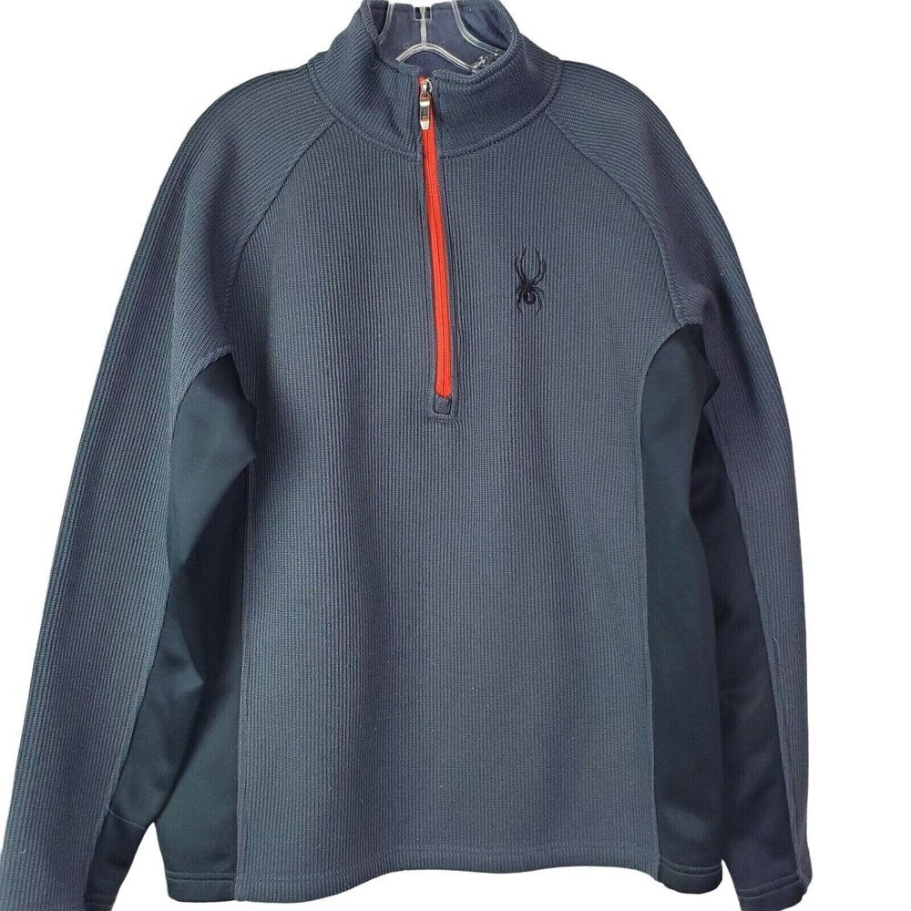 Spyder Men's Heavy Core Sweater Jacket Gray Black 1/2 Zip Size‎ Large
